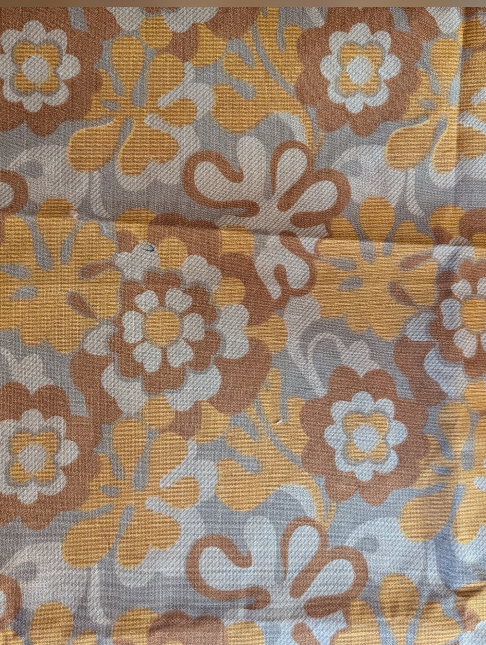 Vintage Floral Drapery Panel in Mustard and Taupe